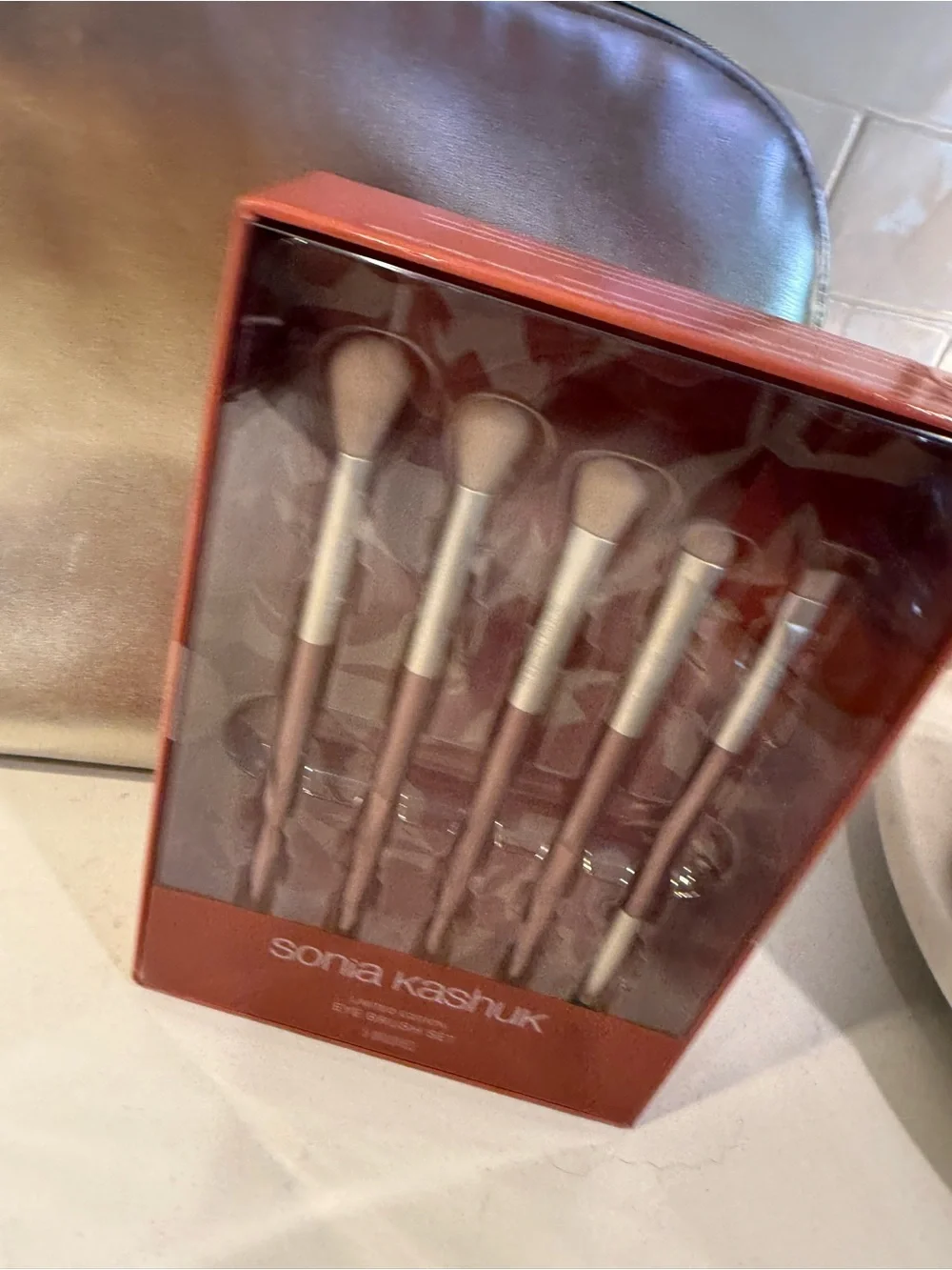 Sonia Kashuk Rose-Gold Eye Brush Set with Iridescent Pouch